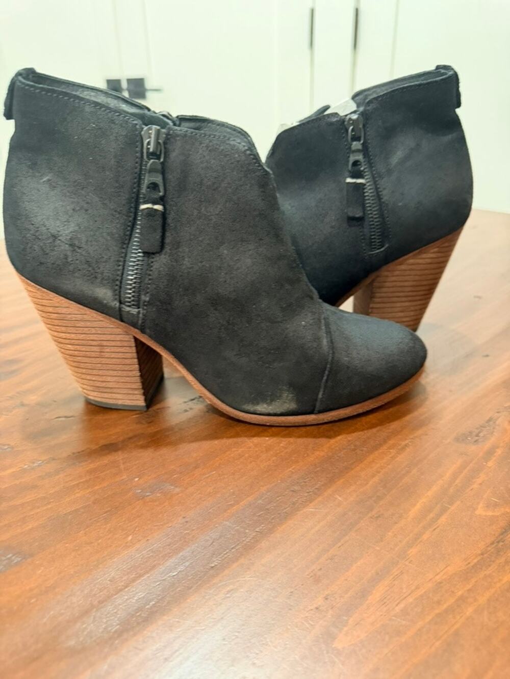 Rag & Bone Margot Booties in Black with Wooden heel - Size EU 38.5/ US 8